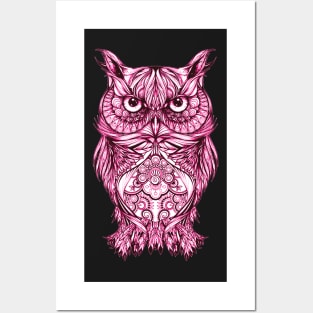 Artsy Artistic Style Design Of A Pink Owl Posters and Art